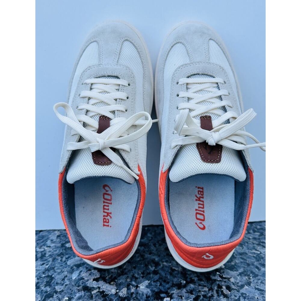 Olukai Punini White Orange Sneakers Mens Size 8 - Picture 7 of 14